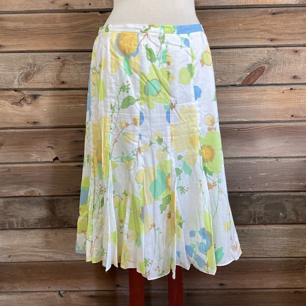 Kasper Floral Water Color Midi Skirt Size 10 EUC